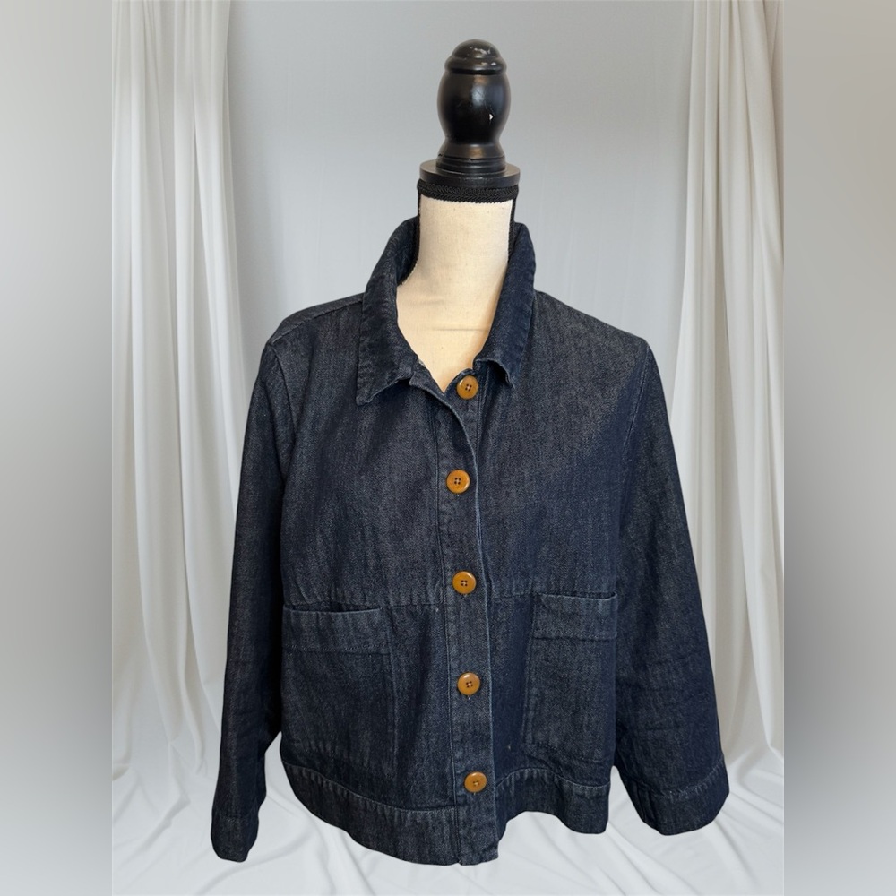 Ilana Kohn Cropped Dark Blue Denim Jacket Women's Size XL - Picture 3 of 8